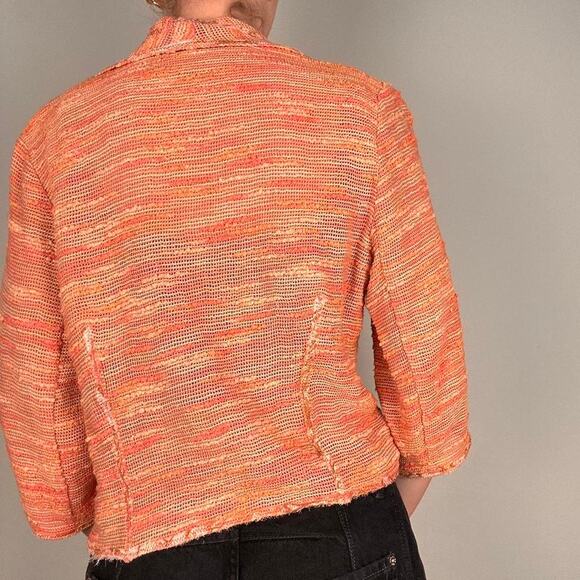 Sheer knitted three quarter sleeve big button cardigan - size 6 Canvasbacks - Picture 7 of 8